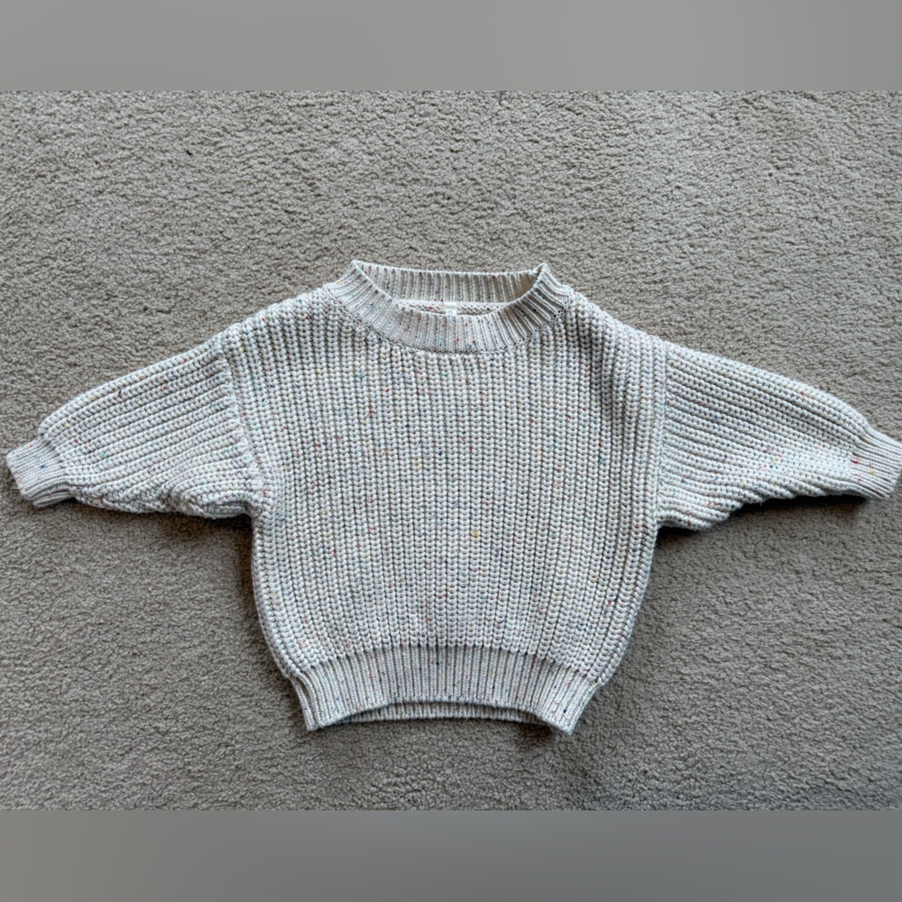 Oat Co Chunky Knit Sweater 6-12M Oat Fleck Cream 100% Cotton